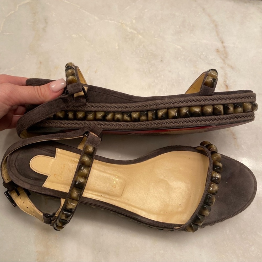 Christian Louboutin Brown Studded Sandals